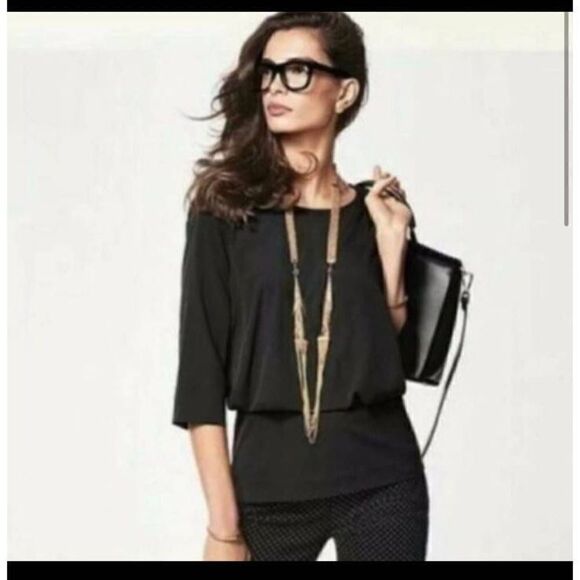 Cabi Indulgence top black cinched waist 3/4 sleeve size M - Picture 1 of 10